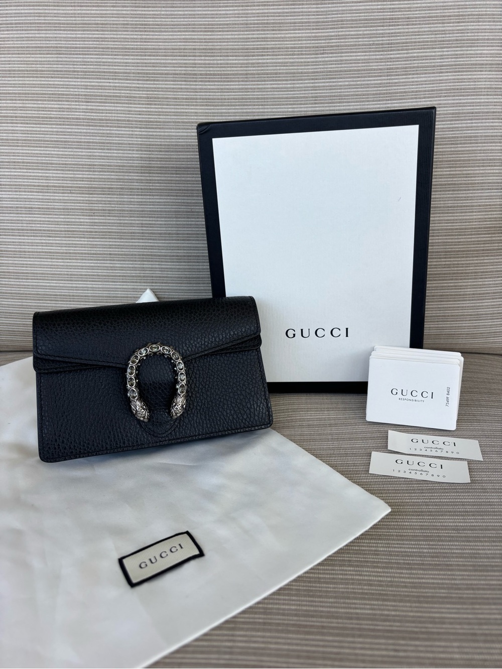Gucci Black Leather Mini Shoulder Bag with Silver Chain